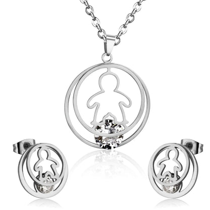 Fashion Gold Necklace Earring Jewellery Set Stainless SteelCrystal Wedding Bridal Dubai Jewelry Set For Girl Women asonjewelry