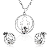 Fashion Gold Necklace Earring Jewellery Set Stainless SteelCrystal Wedding Bridal Dubai Jewelry Set For Girl Women