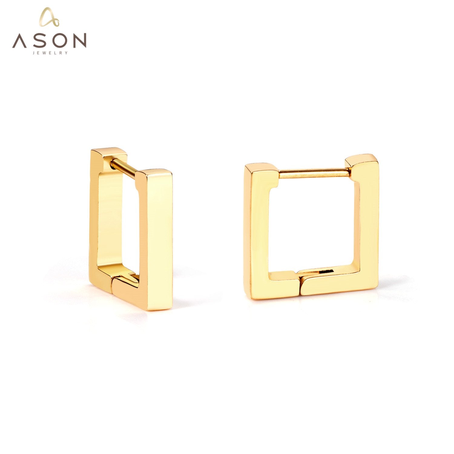 ASON Gold Color Square Rectangle Piercing Hoops Earrings Stainless Steel Geometric Earrings for Women Fashion Jewelry Gift asonjewelry