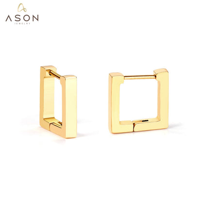 ASON Gold Color Square Rectangle Piercing Hoops Earrings Stainless Steel Geometric Earrings for Women Fashion Jewelry Gift asonjewelry