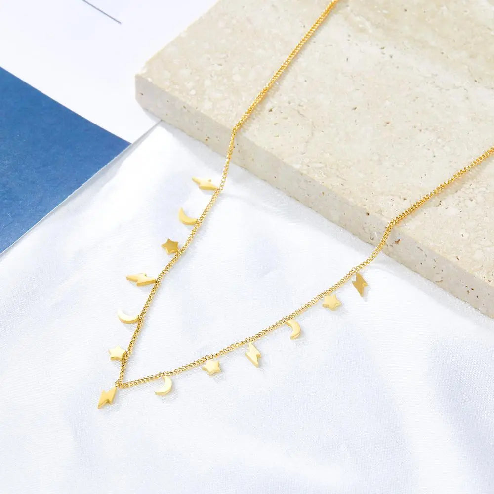 Stainless Steel Trendy Collier For Woman Beach Jewelry On Neck Gold Plated Vintage Romantic Boho Chain Necklaces asonjewelry