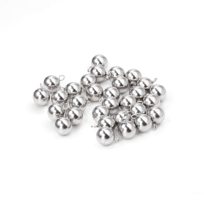 ASON 100pcs 8mm 10mm Stainless Steel Ball with Ring Jewelry Finding Pendant Charm Steel Beads for DIY Jewelry Making asonjewelry