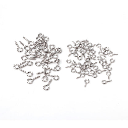 ASON 100pcs/Lot Stainless Steel Small Screw Eye Pin Mini Eyelets Threaded Hook for DIY Jewelry Making Beads Pendant Supplies asonjewelry