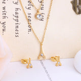 Brand New Stainless Steel Eiffel Tower Pendants Round Crystal Double Necklace Earrings For Women Dubai Jewelry Set