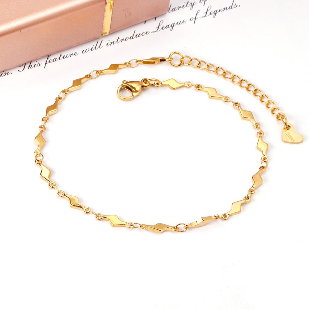 ASON Gold Color Stainless Steel Lightning Shape Chains Anklet For Women Foot Summer Beach Fashion Jewelry Accessories Gift asonjewelry