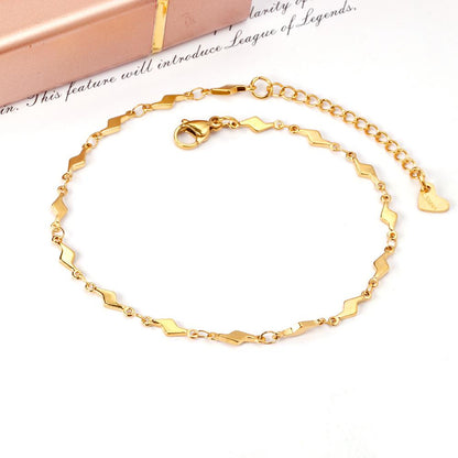 ASON Gold Color Stainless Steel Lightning Shape Chains Anklet For Women Foot Summer Beach Fashion Jewelry Accessories Gift asonjewelry