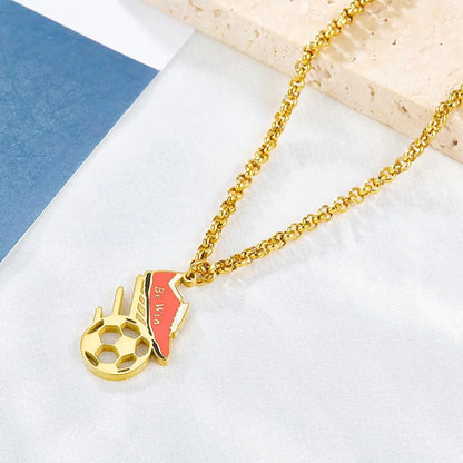 World Cup Football Pendant Necklace For Woman Must Win Man Sport Statement Thick Beads Chain Necklaces Brand Design asonjewelry