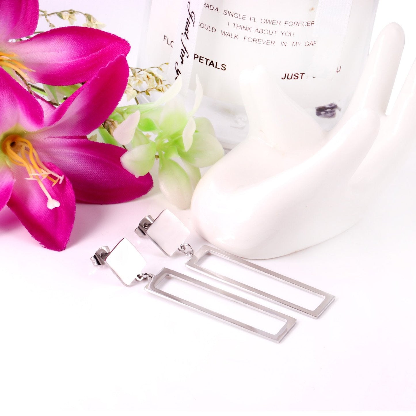 ASON Drop Earrings Jewelry Geometric Rectangle Long Dangle Stainless Steel Earring for Women Girls Party Fashion Gift asonjewelry