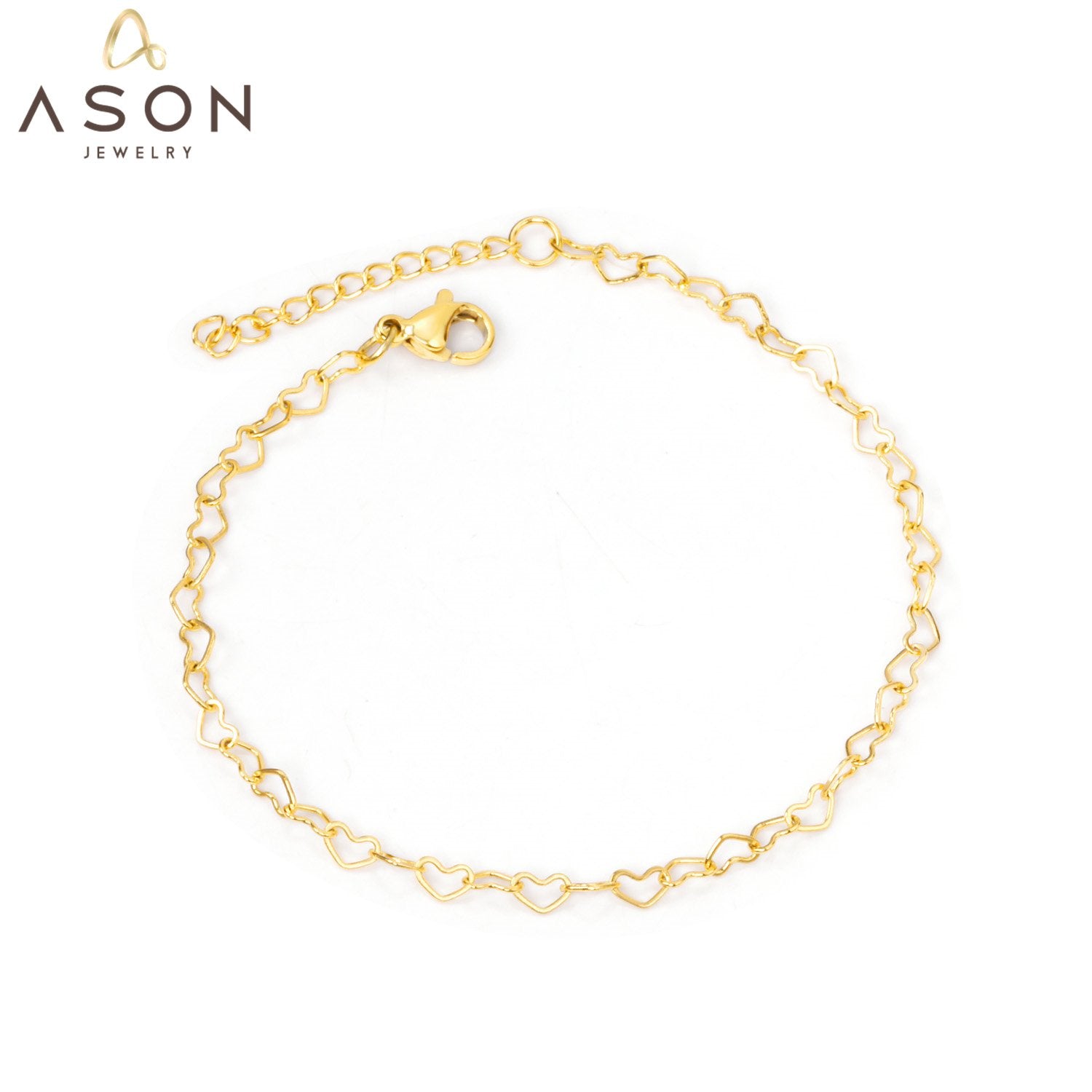 ASON Sweet Heart Shape Adjustable Bracelet with Extender 316L Stainless Steel Bangle for Women Fashion Jewelry Gift asonjewelry
