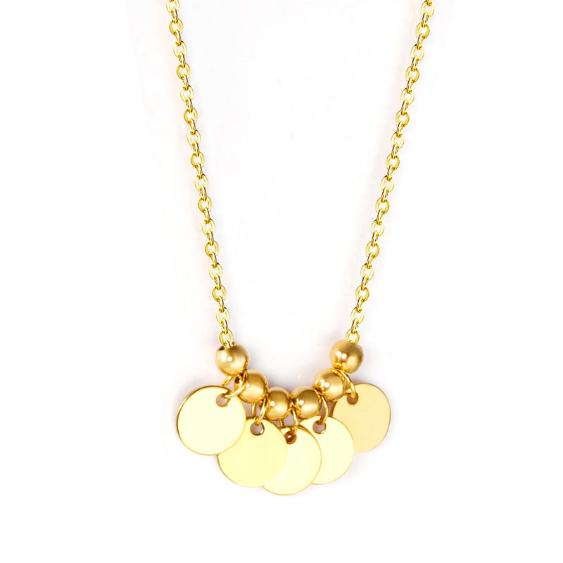 Colgante gótico de acero inoxidable, collares redondos de lentejuelas para mujer, joyería de moda, collar de cadena dorada, collar para mujer