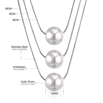 Fake Pearl Pendant Choker Chains Necklace Set Multi-layer Gold Necklaces For Women Jewelry collares colar collier asonjewelry