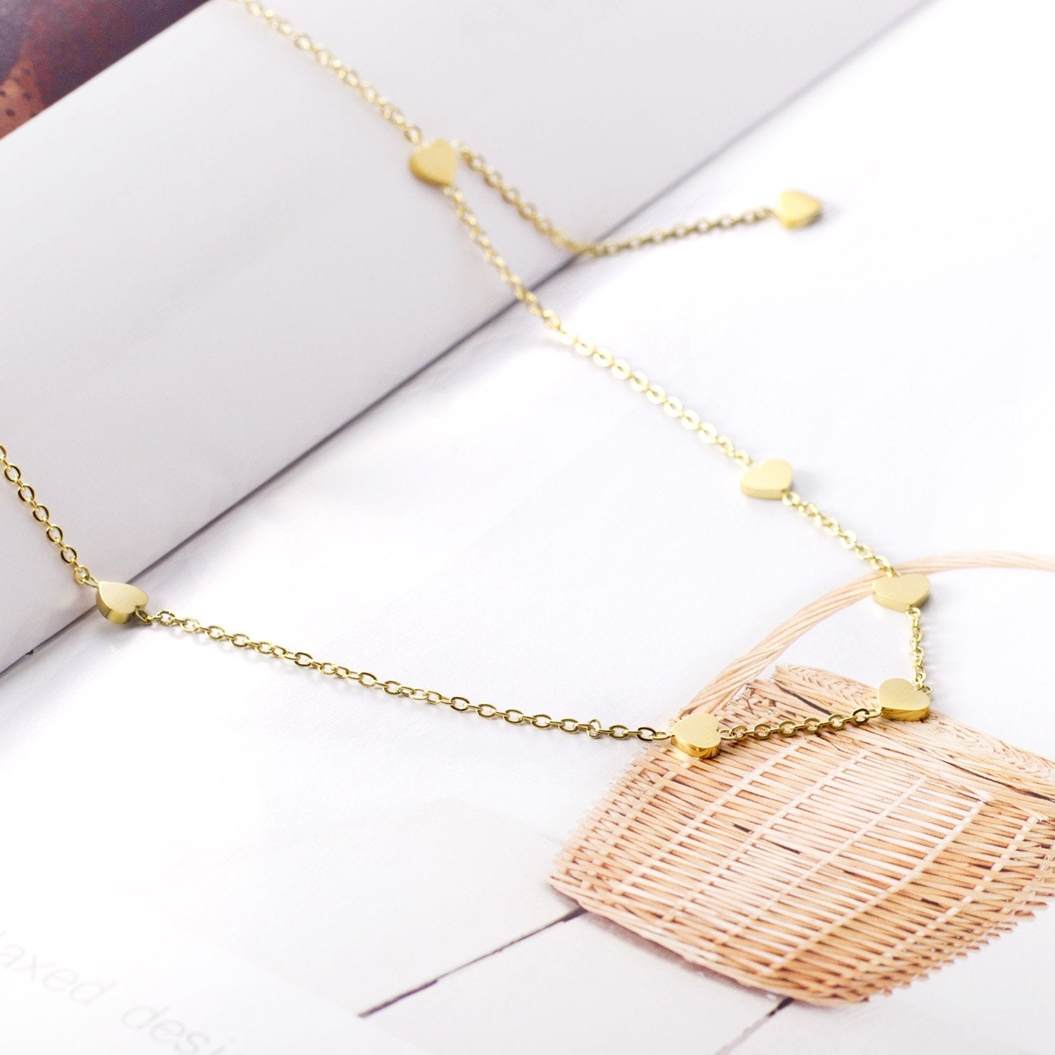 ASON Gold Love Heart Pendant Girl Necklace Stainless Steel 45cm+5cm Extender Chains Necklaces Collares Wedding Accessories asonjewelry