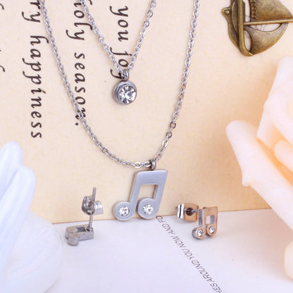 ASON Cubic Zirconia 316L Stainless Steel Gold Bridal Wedding Jewelry Set for Women Necklace Pendant Small Stud Earring asonjewelry