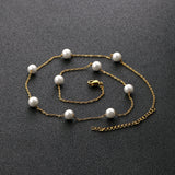 Gold Fake Pearl 6mm Pendant Link Chain 2021 Choker Necklace Women Jewelry Stainless Steel Babygirl Necklaces Set