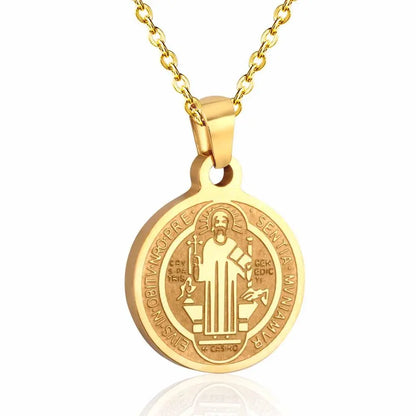 Religion Pendant Necklace Christmas Gift Gold/Steel Color Collares Women/Men Jewelry Link Chain Choker Necklaces asonjewelry