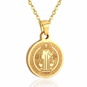 Religion Pendant Necklace Christmas Gift Gold/Steel Color Collares Women/Men Jewelry Link Chain Choker Necklaces
