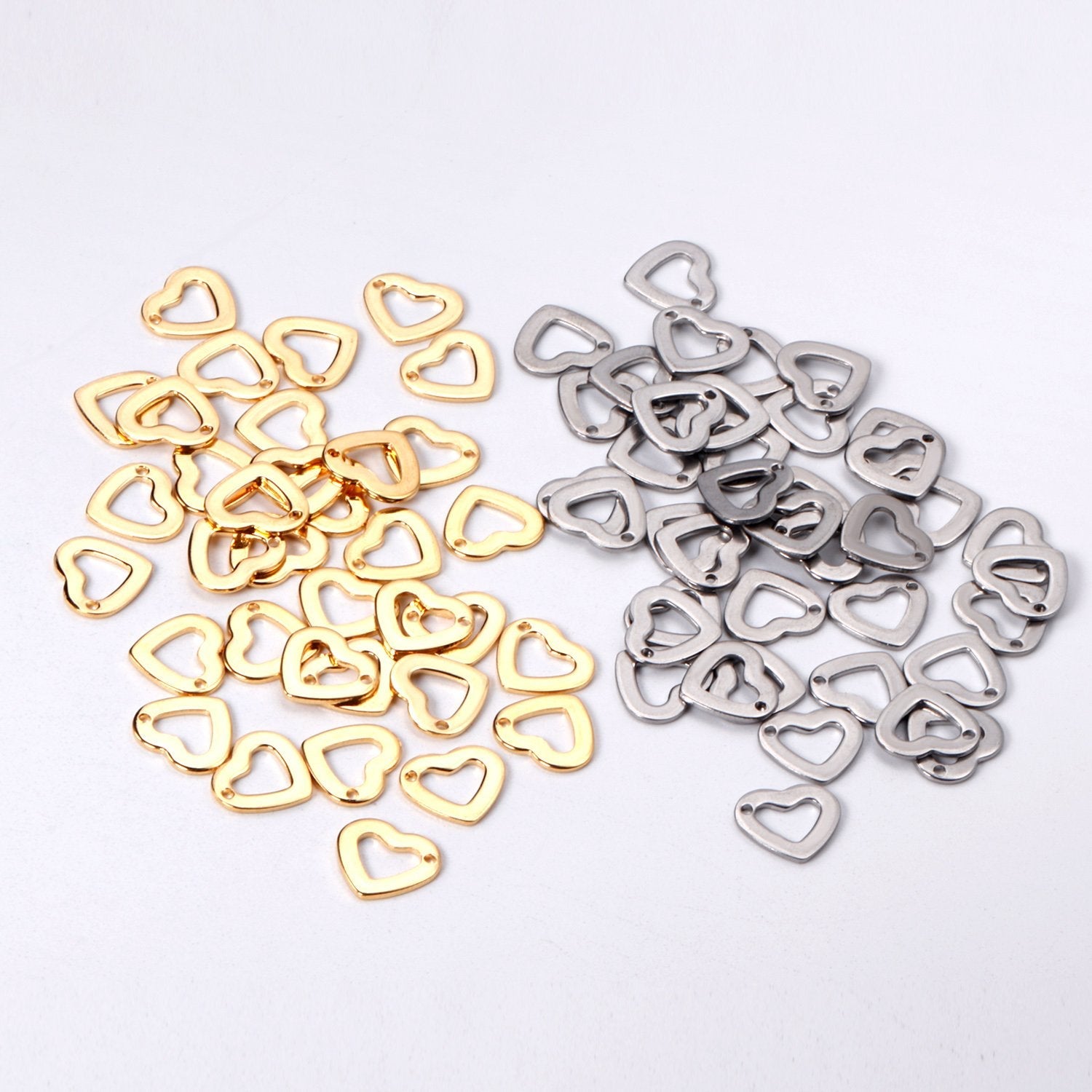 ASON 100 Pcs/Lots Heart Charm Hollow Out With Holes 316L Stainless Steel Pendant For Necklace Bracelet Jewelry Making Supplies asonjewelry