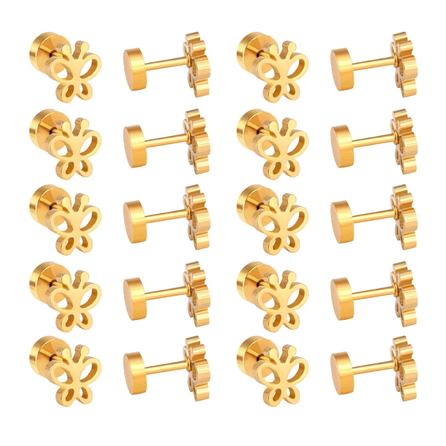 Cute Insect Flower small Earrings Stainless Steel Christmas Stud Earring Sets For Women Jewelry Earings brincos asonjewelry