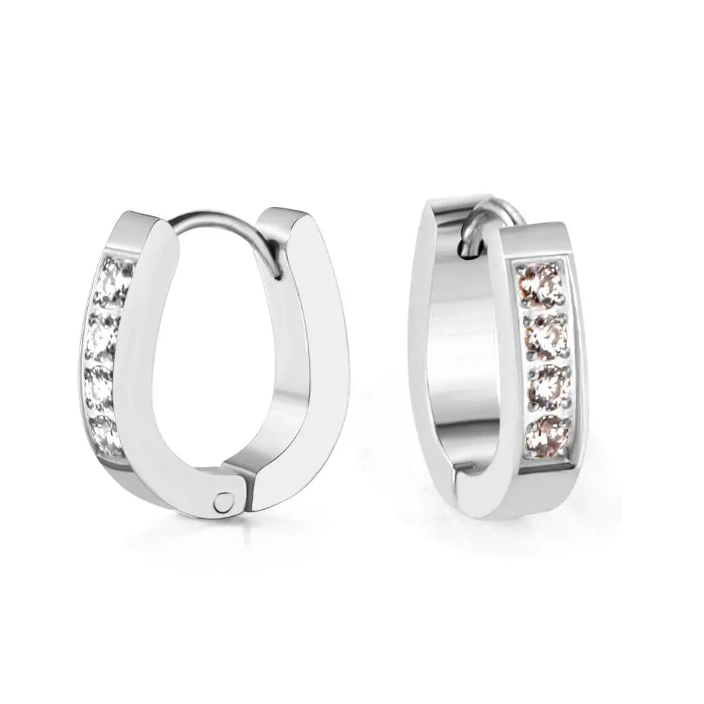 Trendy Oval Shape With Crystal Stainless Steel Ear Hoop Earrings For Women Party Jewellry Steel Earings pendientes asonjewelry