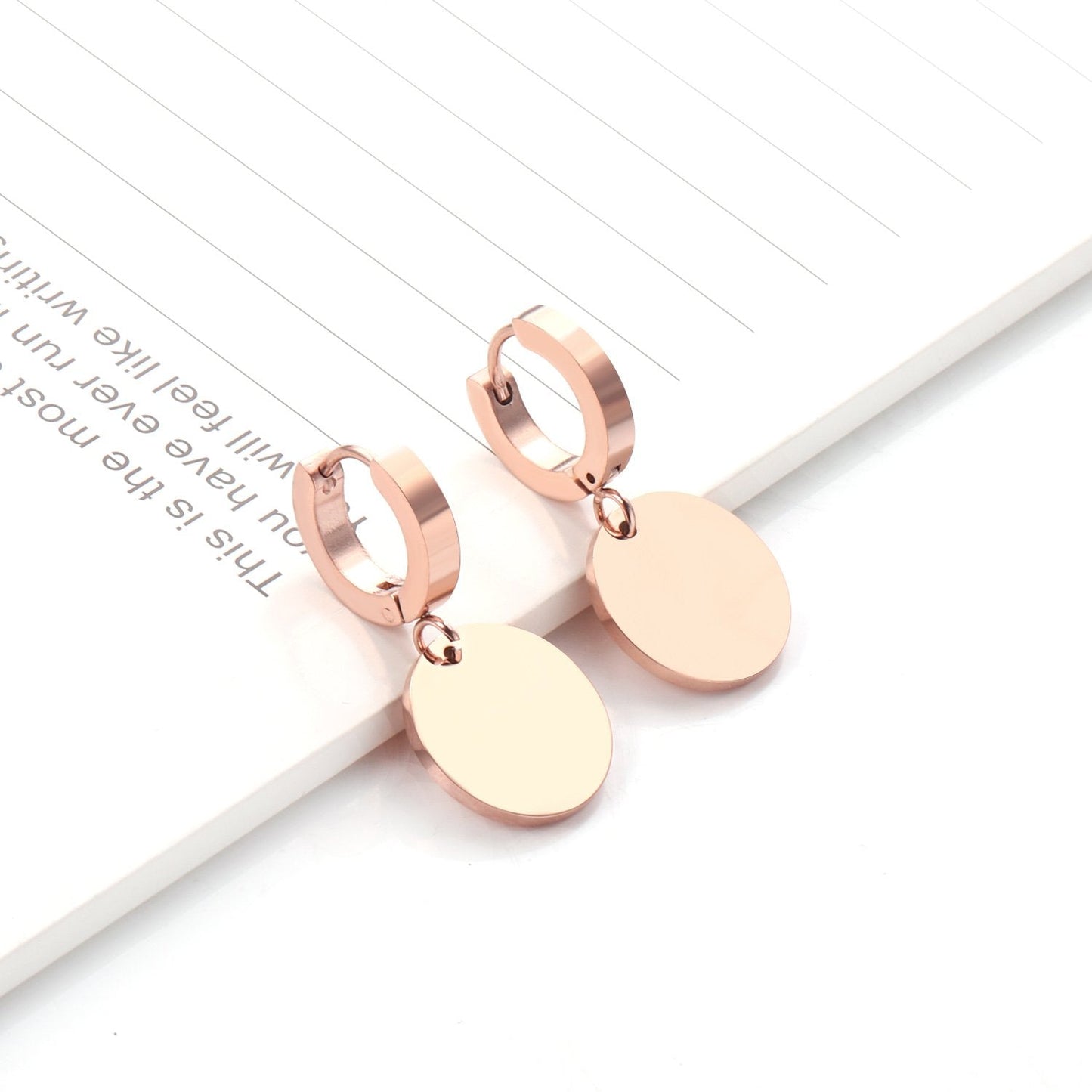 ASON Stylish Round Pendant Stainless Steel Earrings for Women Girls Hanging Dangle Earring Simple Jewelry Party Gift asonjewelry