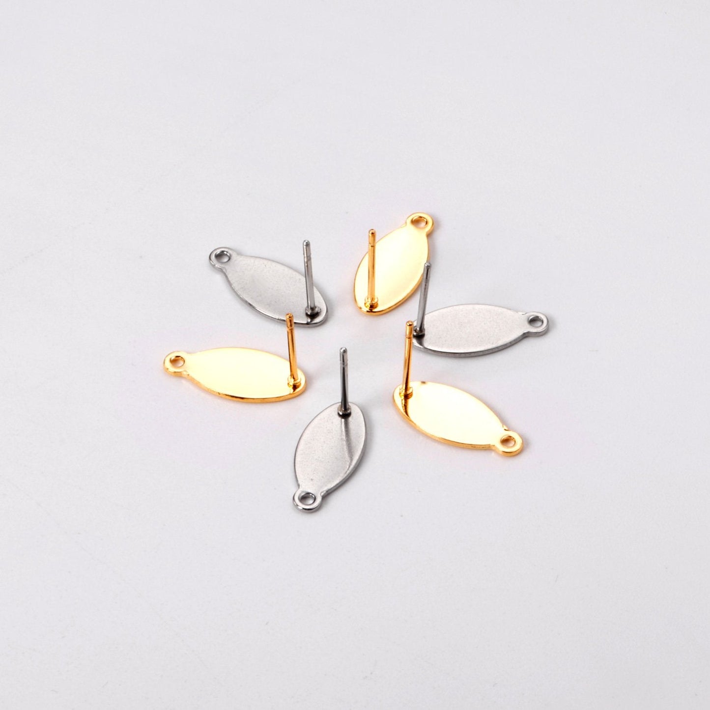 ASON 100 Pcs/Lots Oval Earring Accessories Stainless Steel Anti-allergy Base Setting Connector For DIY Jewelry Making Supplies asonjewelry