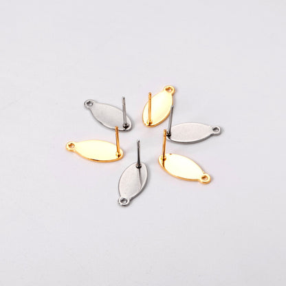 ASON 100 Pcs/Lots Oval Earring Accessories Stainless Steel Anti-allergy Base Setting Connector For DIY Jewelry Making Supplies asonjewelry
