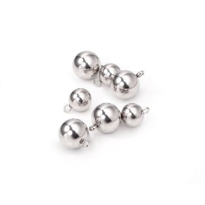 ASON 100pcs 8mm 10mm Stainless Steel Ball with Ring Jewelry Finding Pendant Charm Steel Beads for DIY Jewelry Making asonjewelry