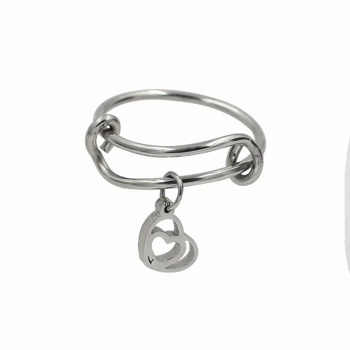 New Classic Heart Shape Adjustable Stainless Steel Trendy Ring For Female Party Jewelry Accessories bijoux femme asonjewelry