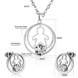 Fashion Gold Necklace Earring Jewellery Set Stainless SteelCrystal Wedding Bridal Dubai Jewelry Set For Girl Women