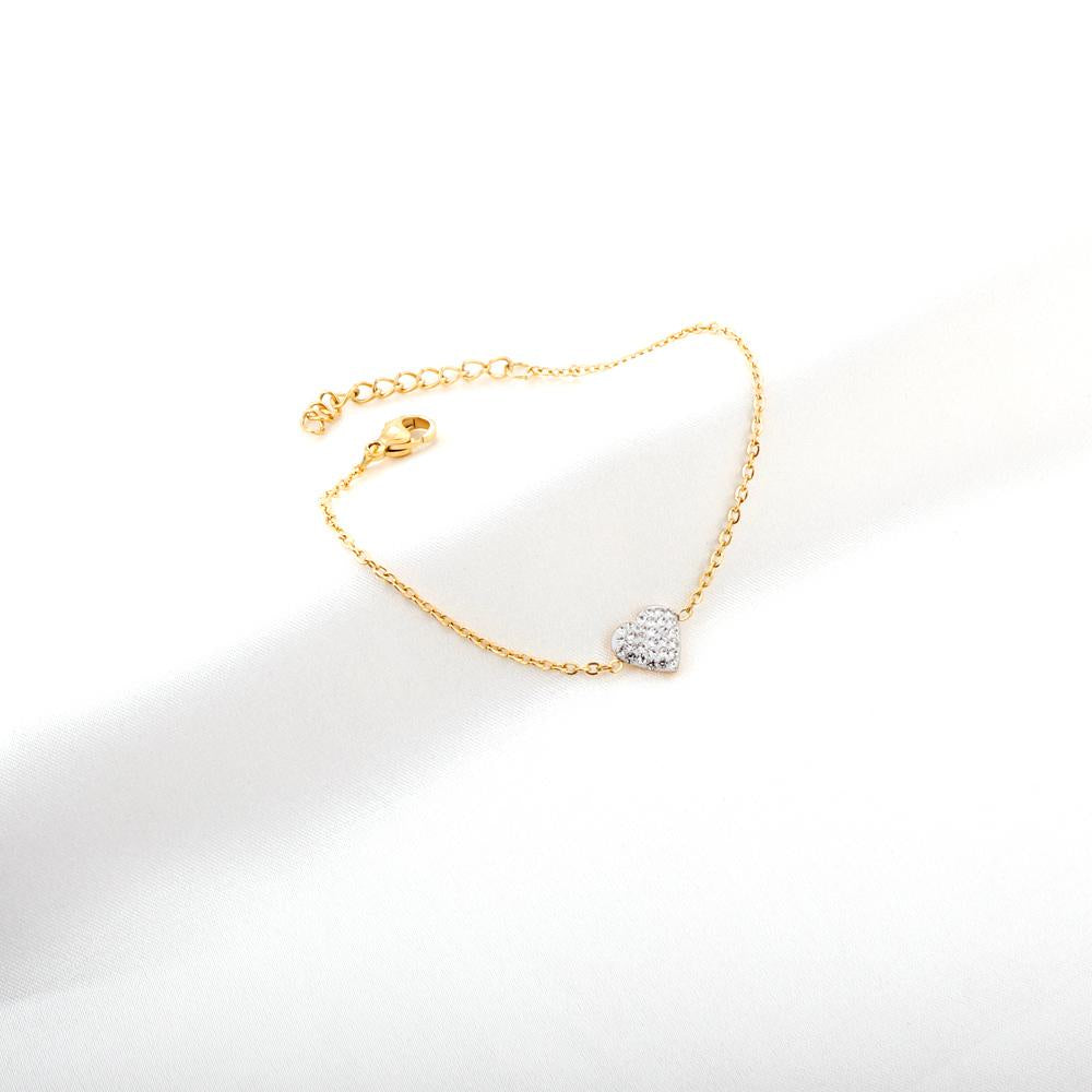 ASON Trendy Cubic Zirconia Heart Shape Chain Bracelets Gold Color Stainless Steel For Women Daily Wear Jewelry Accessory asonjewelry