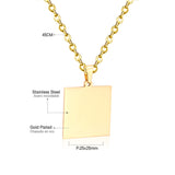 Gold Choker Religion Stainless Steel Round/Square/Rectangle Pendant Necklace For Men/Women Chain Necklace Blank Tag