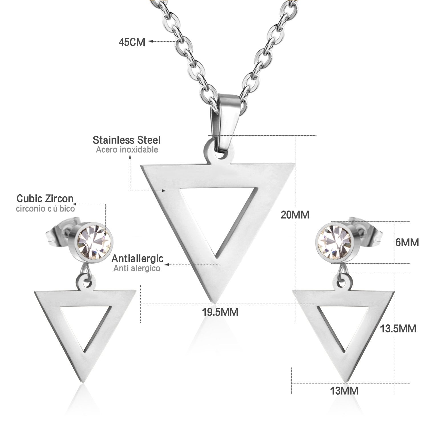 ASON Classic Jewelry Top 316L Stainless Steel Bridal Wedding Jewelry Set for Women Necklace Pendant Small Stud Earring asonjewelry