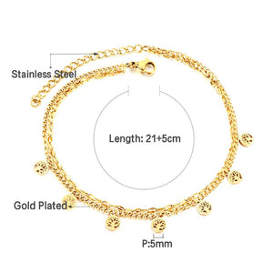 ASON – bracelet de cheville rond ajouré pour femmes, accessoires d'arbre tendance, chaîne multicouche, couleur or, acier inoxydable, bijoux à la mode