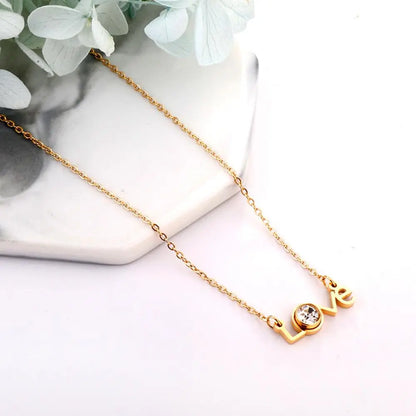Love Letter Necklace Cubic Zirconia Rhinestone Pendant Necklace For Woman Gifts Wedding Party Jewelry Simple asonjewelry