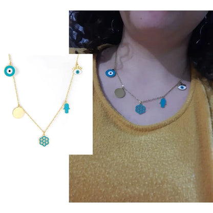 Blue Turkish Eyes Jewelry Evil Eyes Necklaces For Woman Stainless Steel Choker Fashion Aesthetic Eyes Strange Thing asonjewelry