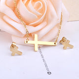 New Punk Jewelry Sets Stainless Steel Cross Necklace Gold Dubai Indian Earring Jewellery Sets For Women Accessories
