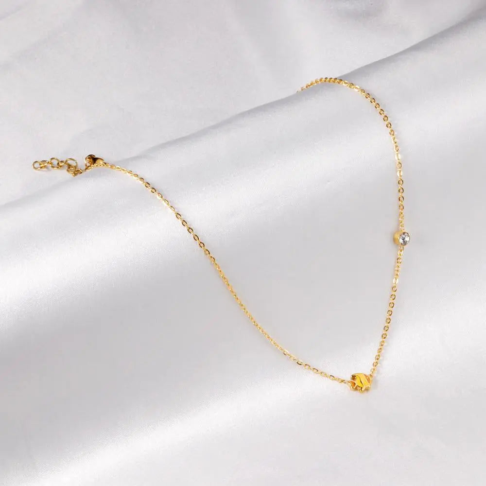 Small Yellow Blue Fish Pendant Necklace Stainless Steel Necklace For Women Fashion Animal Jewellry Necklace Choker asonjewelry