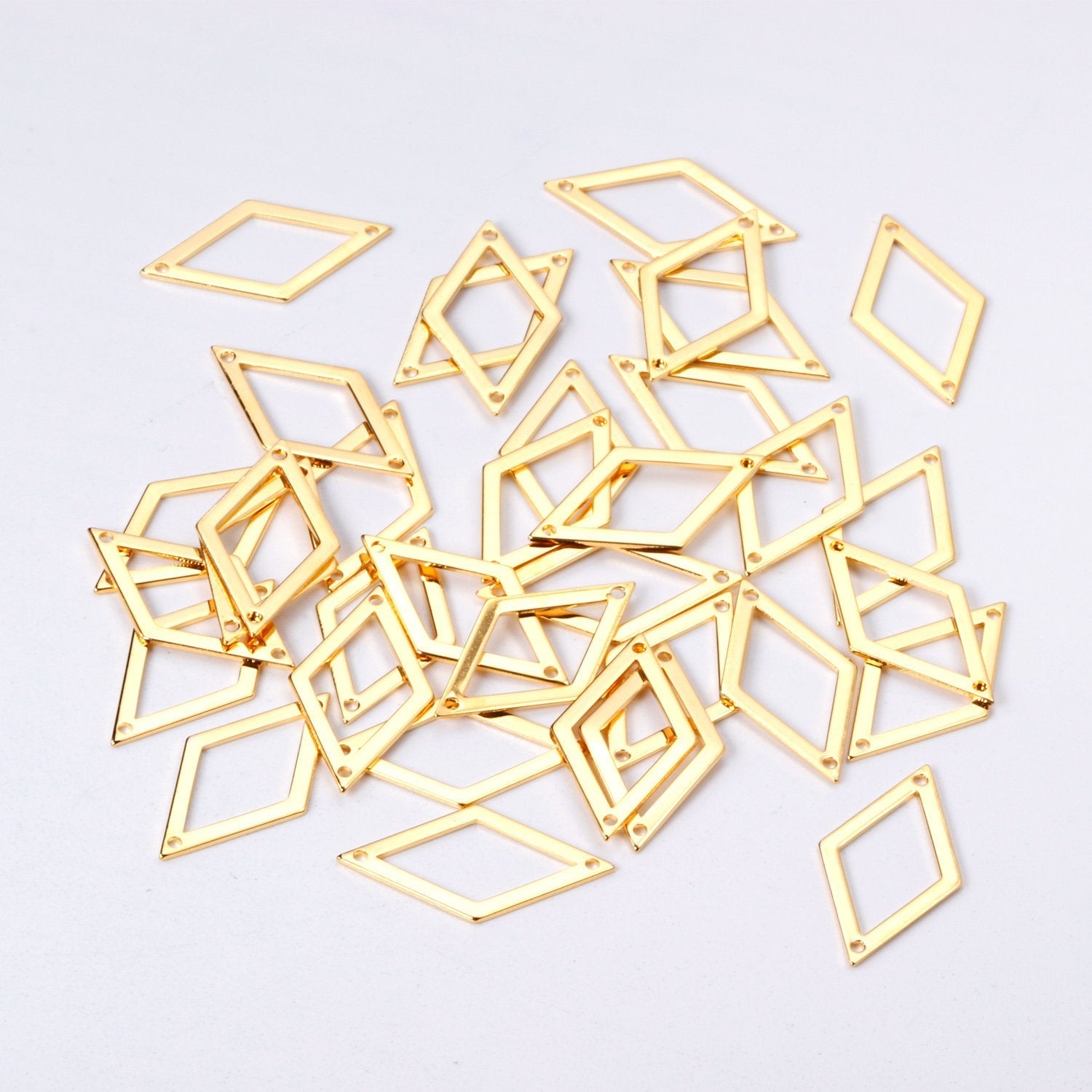 ASON 100 Pcs/Lot Rhombus Hollow Out Charms Extend Connector Charm With Holes Pendant Stainless Steel For Jewelry Making Supplies asonjewelry