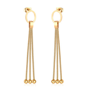 Korean Tassel Round Earring For Women 316L Stainless Steel Drop Earings Women Jewelry Earrings aretes Wholesale