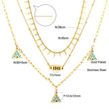 Blue Triangle Charms Collier Brand Design Three-Layered Necklaces Gold Plated Link Chain Choker Romantic Y2K Collar