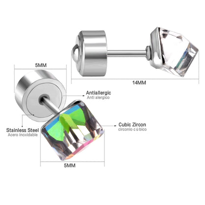 ASON Square Stud Earrings for Women/Girl Stainless Steel Silver Color Cubic Zirconia  Earring Collier Female Accessories asonjewelry