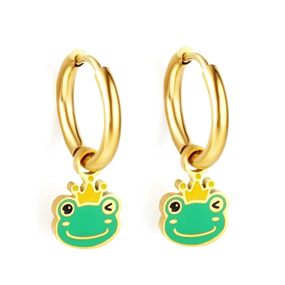 Cute Animal Drop Pendients For Woman Girls Panda Dangle Earrings Frog Dinosaur Charms Grunge Hoops Ears Jewelry New asonjewelry