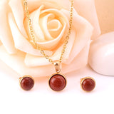 Round Shape Crimson Noble Style Necklaces Earrings Jewelry Sets For Female Valentine Present conjuntos de joya