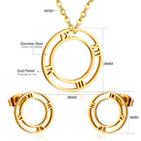 Hot Selling Roman numerals Necklace Earring Set Made By Stainless Steel Jewelry For Christmas Gift
