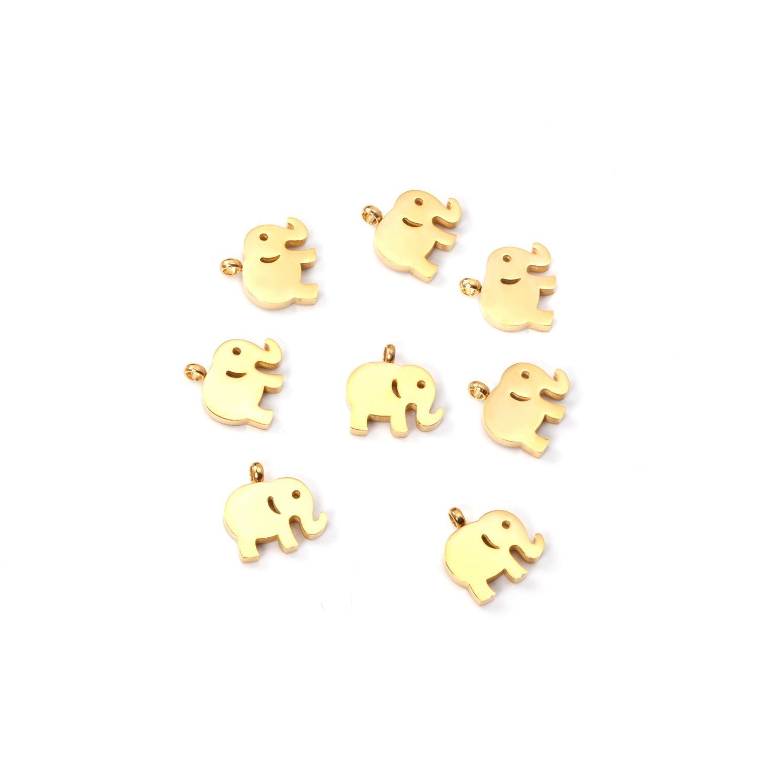 ASON 10pcs/Lot 12.5x9.5mm Gold Pendant Charms Stainless Steel Elephant For Necklace Bracelets DIY Jewelry Accessories Supplies asonjewelry