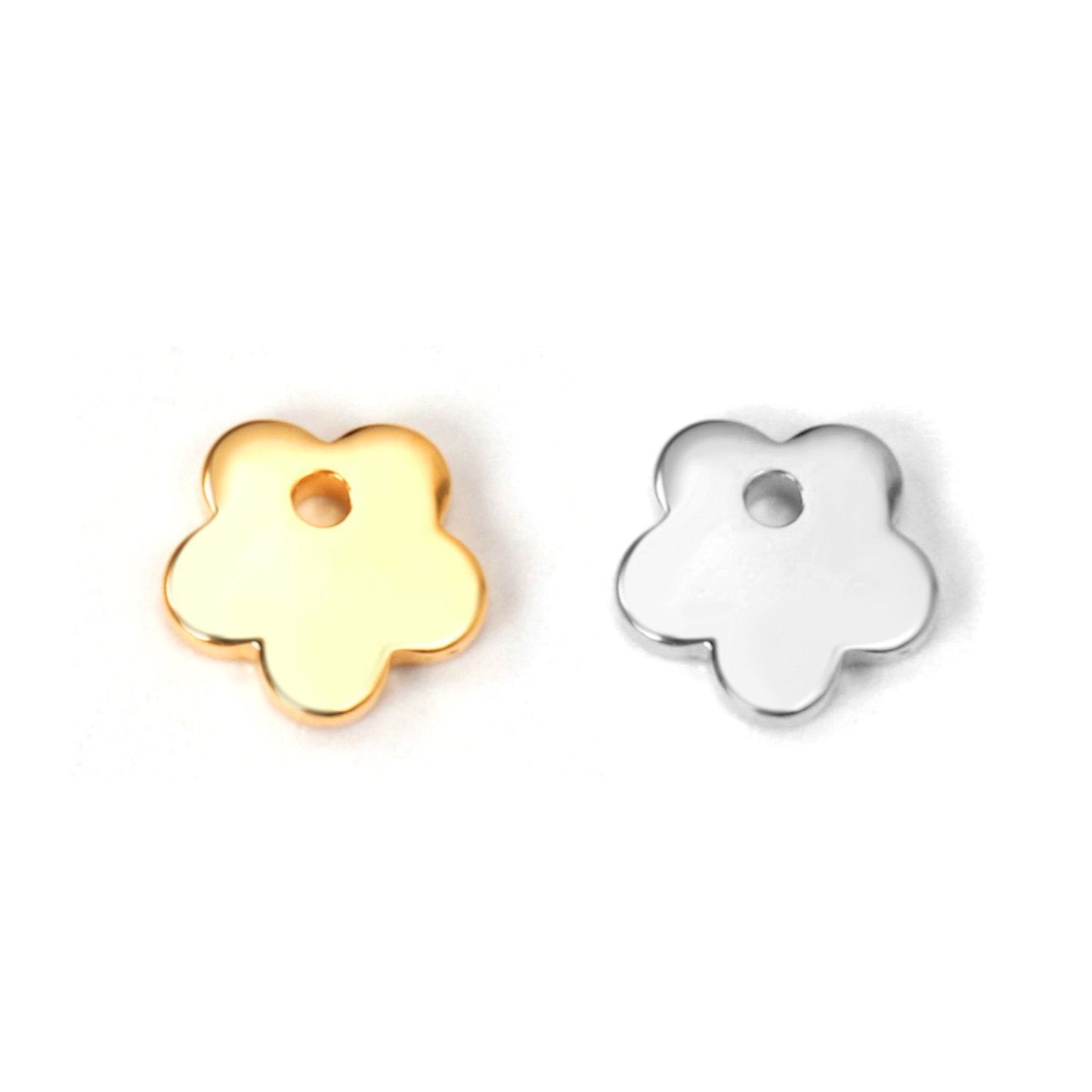 ASON100Pcs/Lot Gold Silver Color Flower Stainless Steel Pendant Charm For Necklace Bracelet Trendy DIY Jewelry Making Supplies asonjewelry