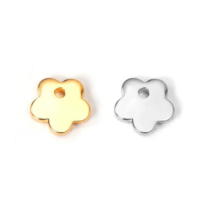 ASON100Pcs/Lot Gold Silver Color Flower Stainless Steel Pendant Charm For Necklace Bracelet Trendy DIY Jewelry Making Supplies asonjewelry