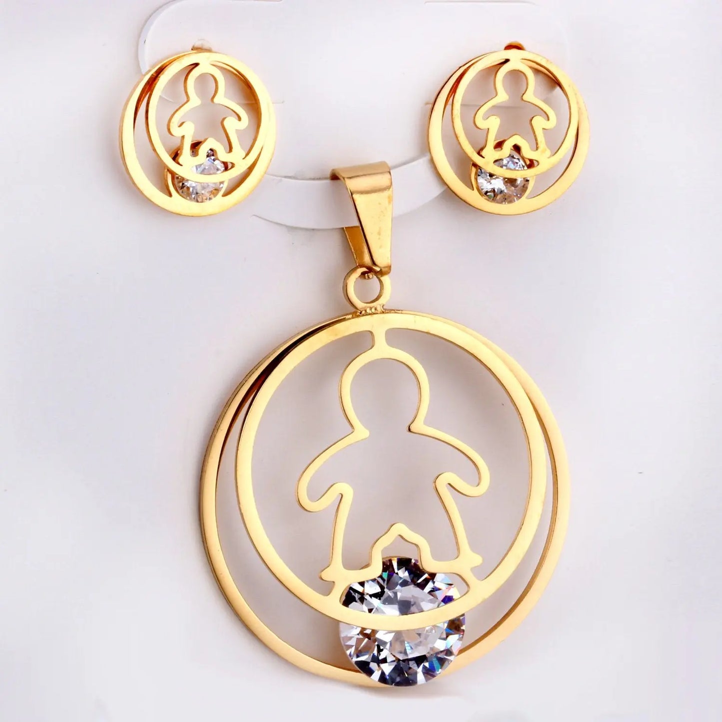 Fashion Gold Necklace Earring Jewellery Set Stainless SteelCrystal Wedding Bridal Dubai Jewelry Set For Girl Women asonjewelry