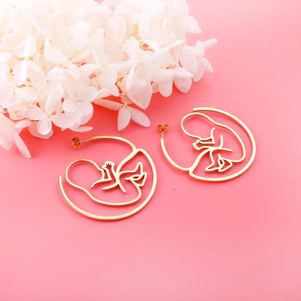 Stainless Steel Baby Shape Stud Earring Fashion Jewelry Bronco No Fade Gold Color Earring Fashion Jewelry Collier asonjewelry