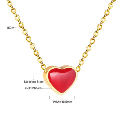 ASON Lover's Gift Heart Shape Pendant Necklaces Stainless Steel Red/Green/Blue Color Dripping Oil Chains Necklaces Collars asonjewelry